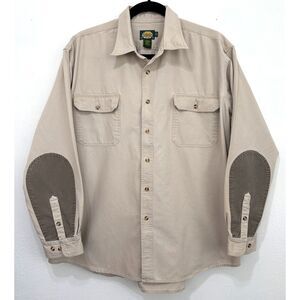 Cabelas Mens Canvas Shirt 3XL Utility Outdoor Work Gorpcore Pockets Khaki Button
